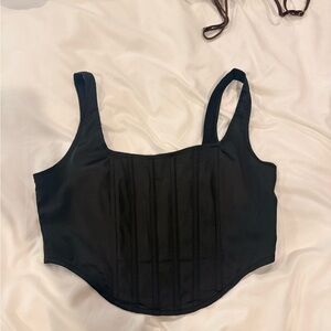 Missguided Black Satin Corset Crop Top
